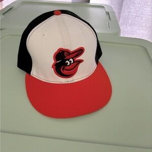 Authentic New Era Baltimore Orioles fitted hat orange black white 7 3/8 baseball